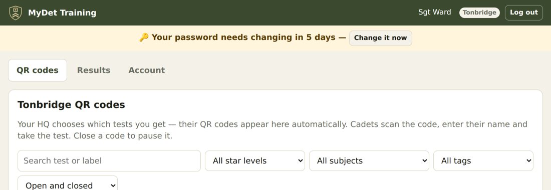 Password reminder bar
